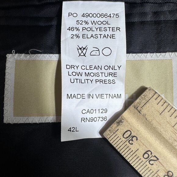 $298 MICHAEL KORS Mens Blazer 42L Sport Coat 2-Button Jacket Stretch WOOL Black - Picture 12 of 12